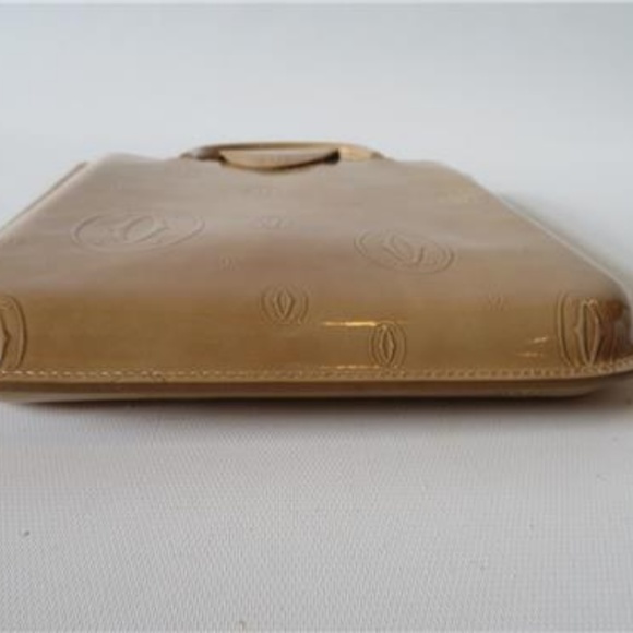 CARTIER PARIS BEIGE ENAMEL CALF HANDBAG * - Picture 4 of 5